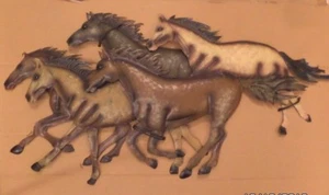 Rustic 3D Southwestern Wild Mustang Running Horses Sculpture Metal Wall Art - Picture 1 of 4