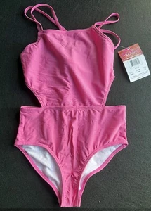🌸 Kanu Surf Girls Pink One Piece Swimsuit Size 12 NWT Cutout Lined MSRP $33 - Picture 1 of 3