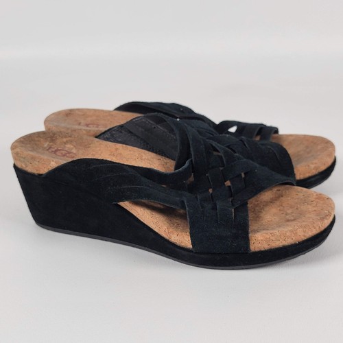 Scarpe sandali UGG Lilah donna taglia 9 M neri scamosciati zeppa slide