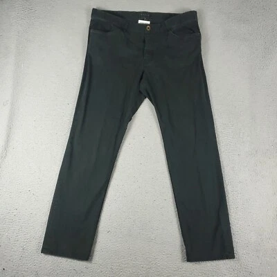 Pantalones de mezclilla Theory para hombre talla 38x32 negros con botones de pierna recta * Foto 1 de 4