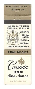 Canada Tavern Windsor Ontario Canada Vintage Matchbook Cover MO48 - Bild 1 von 2