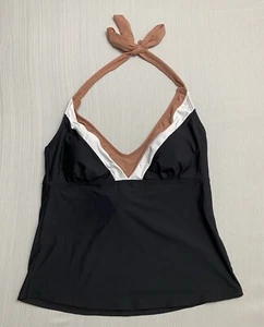TIME AND TRU Womens Tankini Swim Top size 12/14 Large Black Halter New - Picture 1 of 6