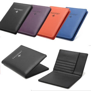 Unisex RFID Blocking Leather Passport Holder Wallet Cover Case Travel ID Holder - Picture 1 of 27