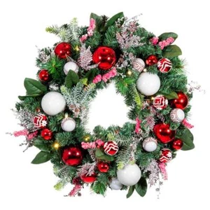 Village Lighting Company Wreath 30" Indoor/Outdoor Artificial Pre-Lit LED Nordic - Picture 1 of 6