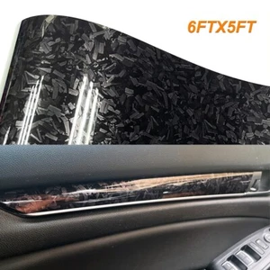 72"x60" Ultra Gloss PET Liner Black Forged Carbon Fiber Car Vinyl Wrap 6ft x 5ft - Picture 1 of 4