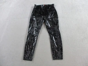 Spanx Leggings Womens Medium Petite Black Faux Patent Leather Ankle High Waisted - Picture 1 of 12