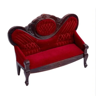 PLANWALK Dollhouse 1:12 Scale Miniature Red Double Sofa Living Room Furniture Accessories