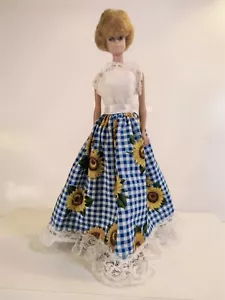 Barbie MIDGE 1962 Bubble Cut Redhead Strawberry Blonde Strapless Sunflower Dress - Picture 1 of 24