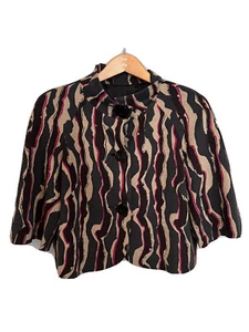TRINA TURK WOMENS JACKET SIZE 8 large black buttons 3/4 sleeve purple Brown - Picture 1 of 9