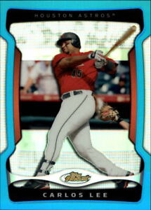 2009 Finest Refractors Blue Houston Astros Baseball Card #45 Carlos Lee /399