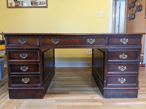 Appraised at $450 and selling for $150! Vintage antique George III Mahogany Desk Cover
