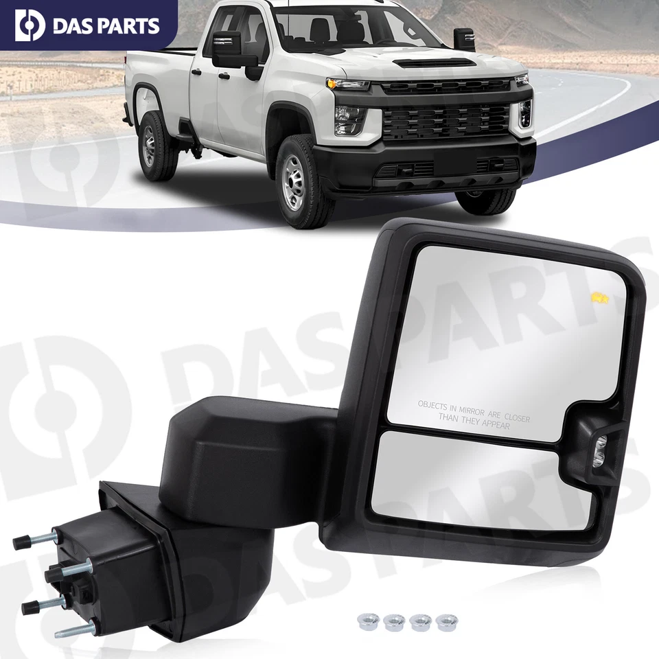 Passenger Right Side Tow Mirror Black For 2019-2024 Chevy Silverado GMC Sierra Foto 1 de 4