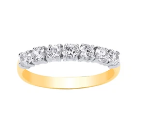 Yellow Gold Eternity Ring Seven Stone Anniversary Band Full Hallmark - Picture 1 of 4