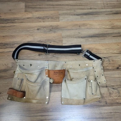 American Work Products Gamuza Cuero Herramienta Cinturón Uñas Bolsa LS-499-4 Carpintero Foto 1 de 4