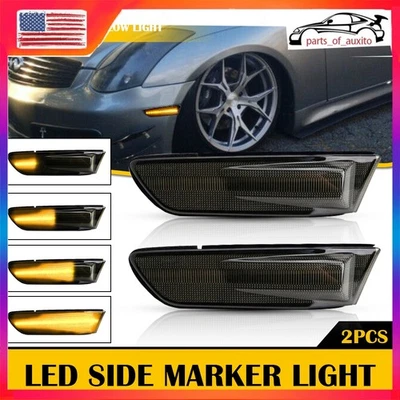 For 03-07 Infiniti G35 Coupe Amber Sequential LED Front Bumper Side Marker Light - Image 1 of 4