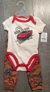 Kidgets Boys 2 Piece Set Body Suit/Pants- Born To Ride Newborn-3/6 Months NWT - Picture 1 of 7