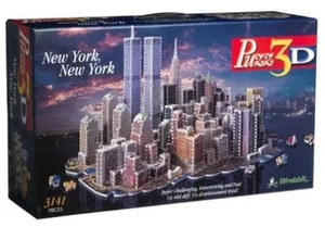 PUZZ3D New York City 3D Puzzle 3141pc Twin Towers NYC Vintage 1997 Wrebbit - Picture 1 of 5