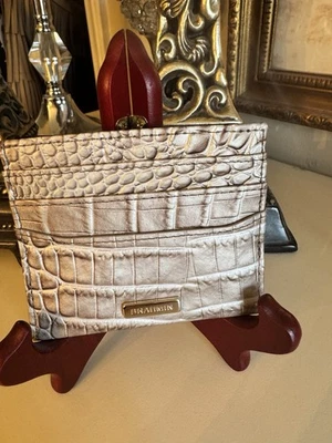 NUEVO CON ETIQUETAS CARTERA BRAHMIN FORRO PLATEADO CHERYL TARJETA DE CRÉDITO MELBOURNE Foto 1 de 4