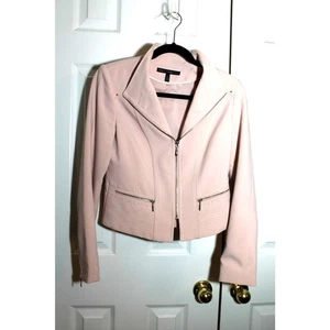White House Black Market Pink Zippered Moto Jacket sz 4 - Picture 1 of 4