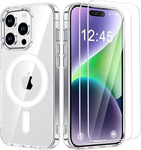 Custodia Trasparente per iPhone 15 Pro, Magnetica con 2 Vetro Protezione Schermo 9H Bestcell - Foto 1 di 7