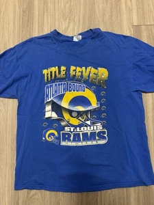 Vintage St Louis Rams Shirt Mens XL Blue Super Bowl bound T Shirt NFL NFC - Picture 1 of 3