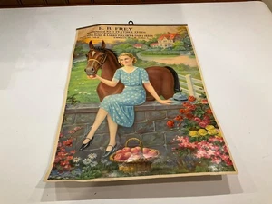 Calendario pubblicitario vintage anni '30 EB FREY, PIUMA ROSSA farina, mangime, sale cereali - Foto 1 di 9