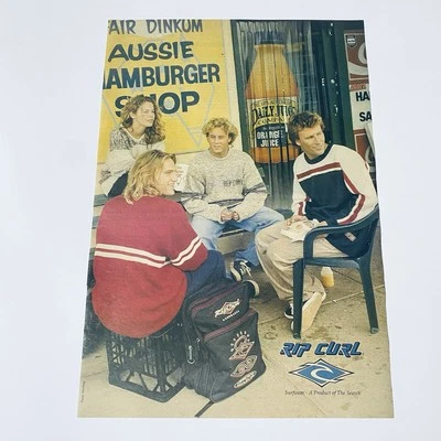 Vintage Rip Curl 90s Poster Original Print Ad Rare Vintage Surfwear Advert - image 1 of 4