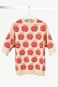 Gucci Les Pommes Beige Wool-Blend Oversized Sweater, Size S - Picture 1 of 11