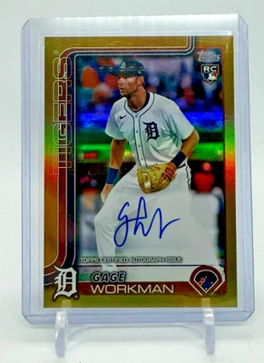2025 Topps Update Gage Workman RC Real One Autograph Gold Foil 27/50 - Image 1 of 2
