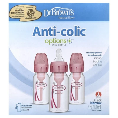 Natural Flow®, Anti-colic Options+™ Baby Bottle, 0 Months +, 3 Pack, 4 oz (120 - Image 1 of 4