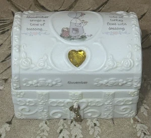PRECIOUS MOMENTS Porcelain Jewelry Box Key Treasure Chest Birth Month Of Nov. - Picture 1 of 10