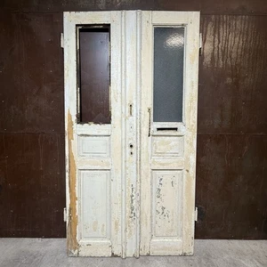 Alte Tür Zweiflügler Eingangstür Jugendstil Lichtausschnitt H234 B126 S4 cm - Bild 1 von 21