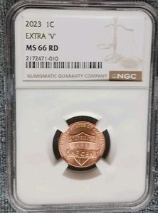 2023 NGC MS66 RED LINCOLN EXTRA V VDB ERROR CENT PENNY RARE #010 + bonus - Picture 1 of 9
