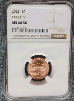 2023 NGC MS66 RED LINCOLN EXTRA V VDB ERROR CENT PENNY RARE #010 + bonus - Image 1 of 4