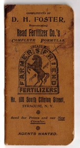 1895 Read Fertilizer Ad Notebook – Syracuse, NY – Writing Inside – 5.4” x 2.6” - Picture 1 of 3