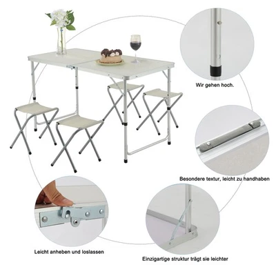 Multifunktionstisch Mehrzwecktisch Campingtisch Klapptisch Tapeziertisch4Stühlen - Bild 1 von 4
