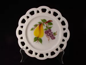 Vintage Anchor Hocking Decorative Open Lace Milk Glass Fruit Plate - Picture 1 of 3
