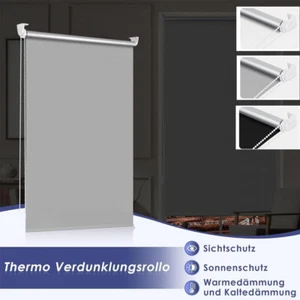 Thermo Rollo Klemmfix ohne Bohren Verdunkelungsrollo Montageschiene Klemmrollo - Bild 1 von 13