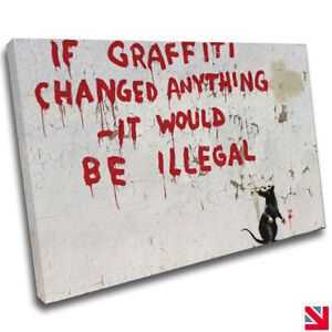 Banksy Graffiti Rat CANVAS Wall Art Picture Print A4