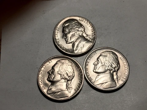 1938 P-D-S Jefferson Nickels Ch BU+ SUPERB!!! Nice Set of 3 !!! BEAUTIFUL!! #205 Cover