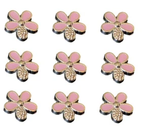 25 cabujones de flores de resina dorada y rosa 12 mm adornos de espalda plana - Imagen 1 de 1