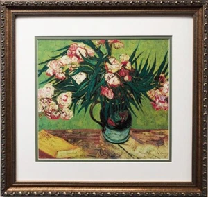 Vincent Van Gogh "Oleanders" CUSTOM FRAMED ART Flowers Impressionism Still Life - Picture 1 of 3