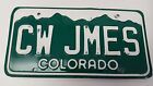 EXPIRED COLORADO License Plate CW JMES "CW James"