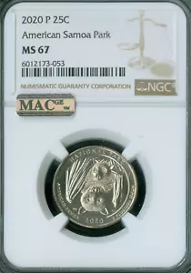 2020 P AMERICAN SAMOA QUARTER NGC MS67 MAC SPOTLESS * - Picture 1 of 2