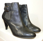 Reiss Womens Soft Black Leather Silver Buckle High Heel Boots Size Uk 7 Eu 40