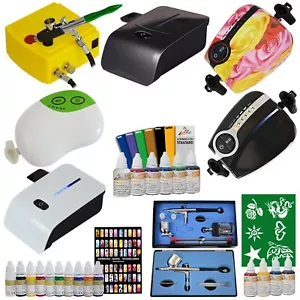 AIRBRUSH KOMPRESSOR SET KOMPLETT AIRBRUSHKOMPRESSOR PISTOLE FARBEN NAIL ART KIT - Bild 1 von 26