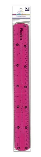 12" 30cm Super Flexible Flexi Ruler Rule Measure Work School - 4 Neon Colours  - Image 1 of 1