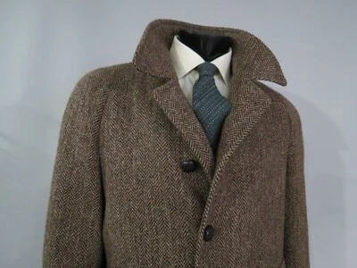 VTG J Press Harris Tweed union made heavy weight herringbone tweed topcoat 40 R - Image 1 of 4