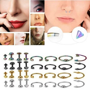 Surgical Steel Twist Piercing Ring Hoop Ball Septum Nose Lip Ear Body Piercing - Picture 1 of 19