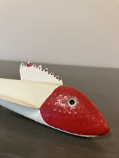New ListingIce Fishing Spearing Decoy 9â€� Red & White Unknown Maker (Signed)